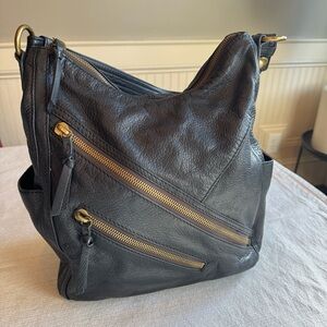 HOBO brand Black Leather Hobo Shoulder Bag